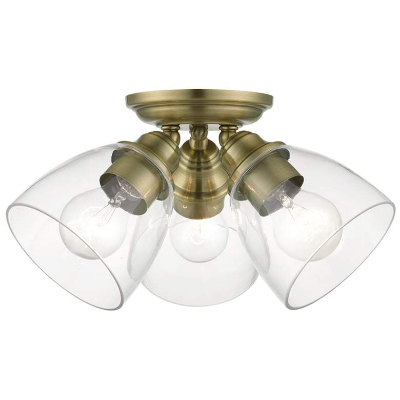 Image 1 Montgomery 3 Light Antique Brass Semi-Flush