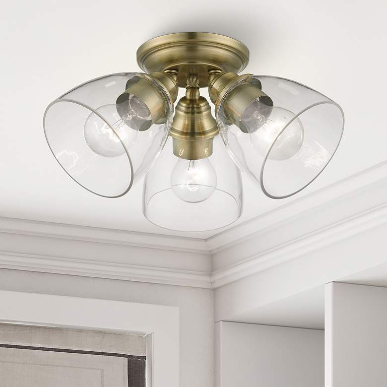 Image 1 Montgomery 3 Light Antique Brass Semi-Flush