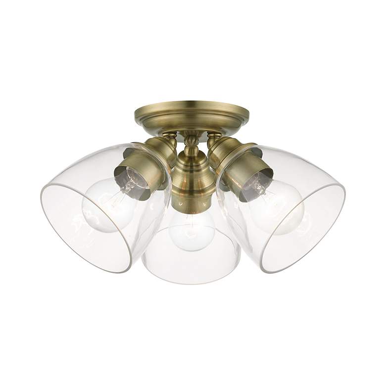 Image 3 Montgomery 3 Light Antique Brass Semi-Flush more views