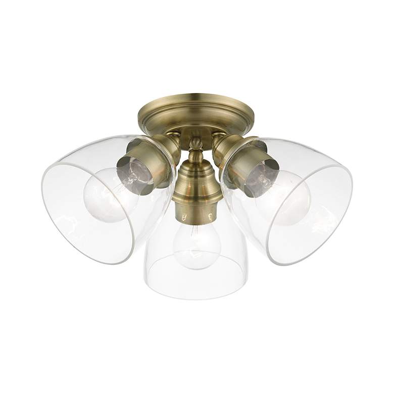 Image 4 Montgomery 3 Light Antique Brass Semi-Flush more views