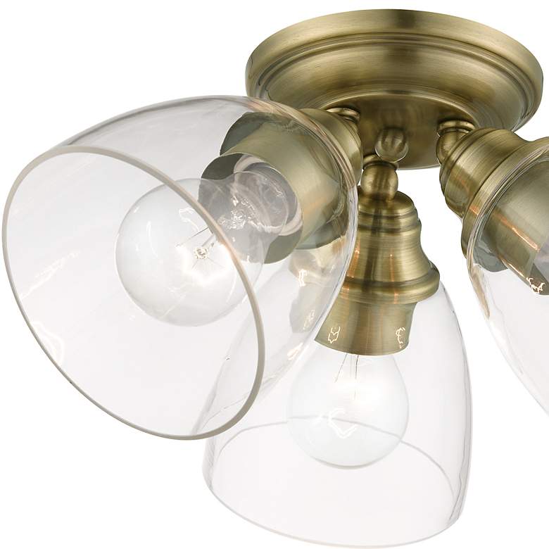 Image 6 Montgomery 3 Light Antique Brass Semi-Flush more views