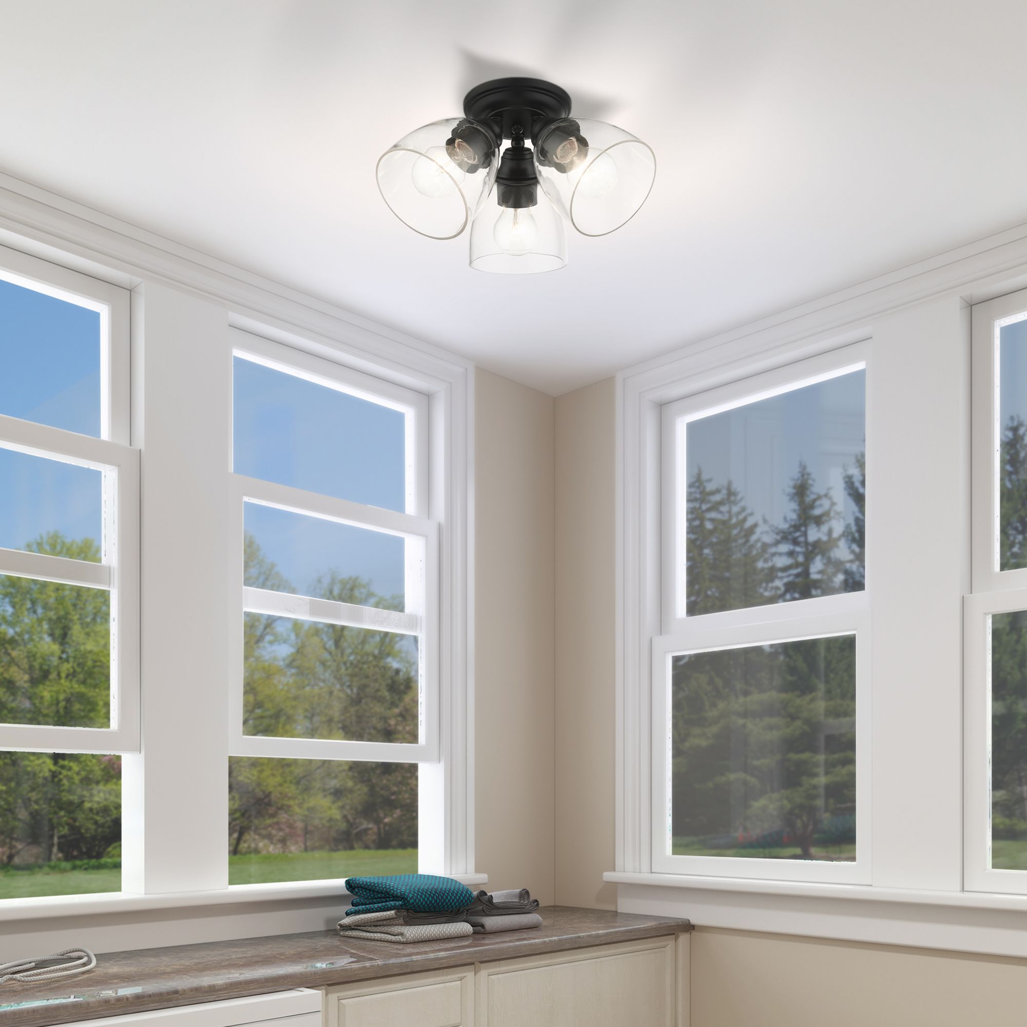 Montgomery 3 Light Black Flush Mount