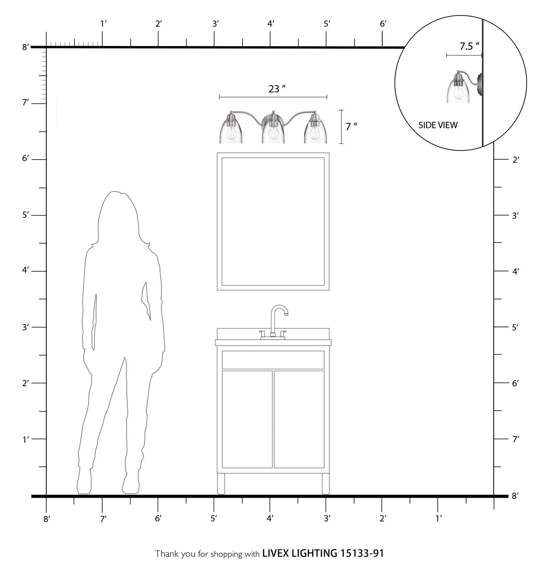 Montgomery 3 Light Black Vanity Sconce