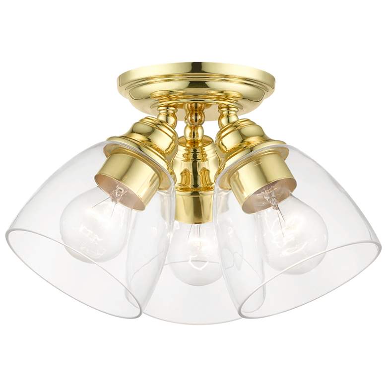 Image 1 Montgomery 3 Light Polished Brass Semi-Flush