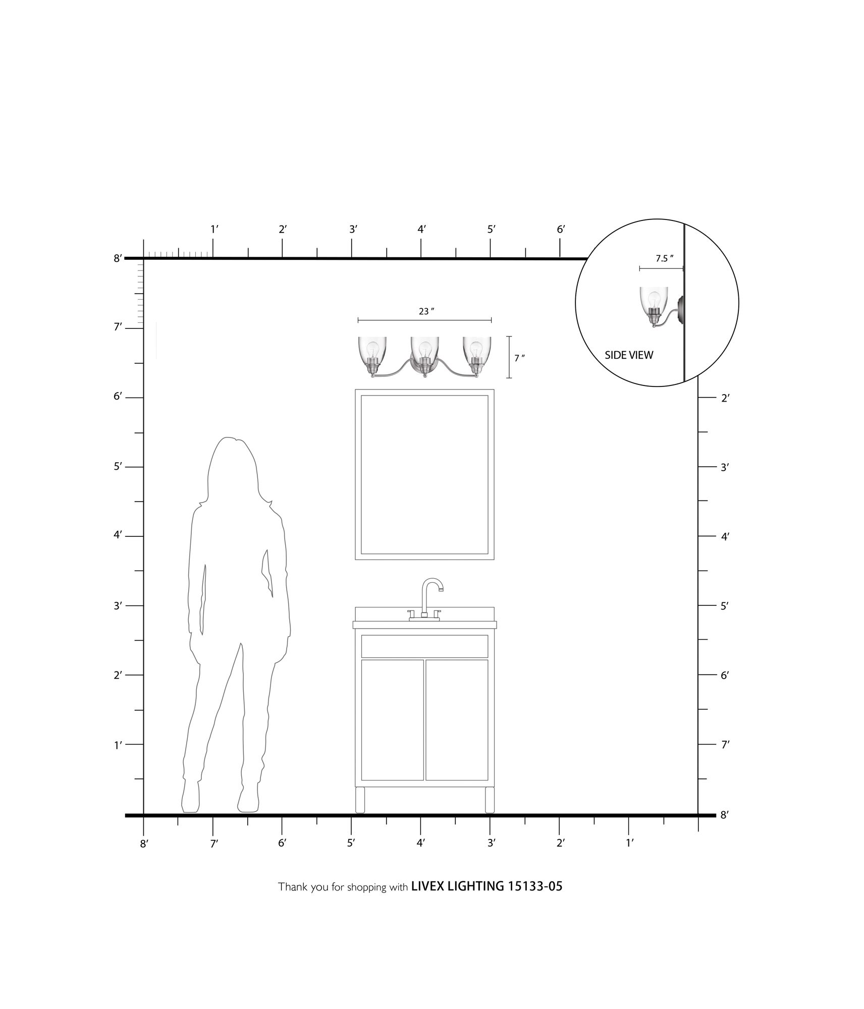 Montgomery 3 Light Polished Chrome Vanity Sconce