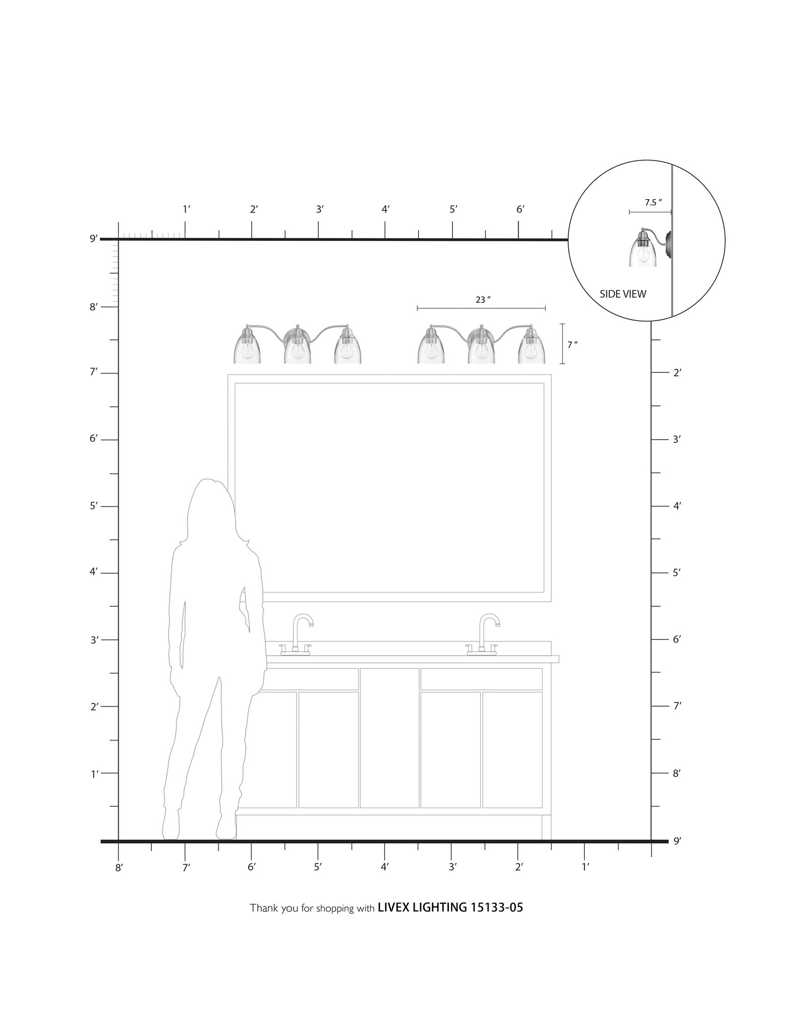 Montgomery 3 Light Polished Chrome Vanity Sconce