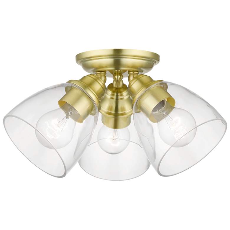 Image 1 Montgomery 3 Light Satin Brass Semi-Flush