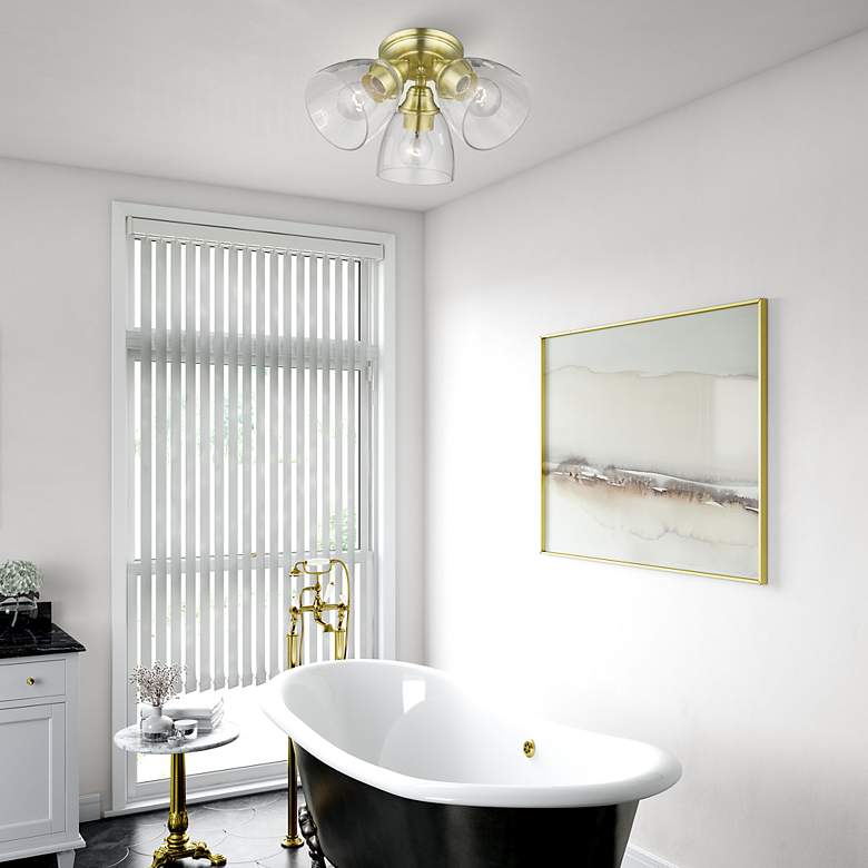 Image 7 Montgomery 3 Light Satin Brass Semi-Flush more views
