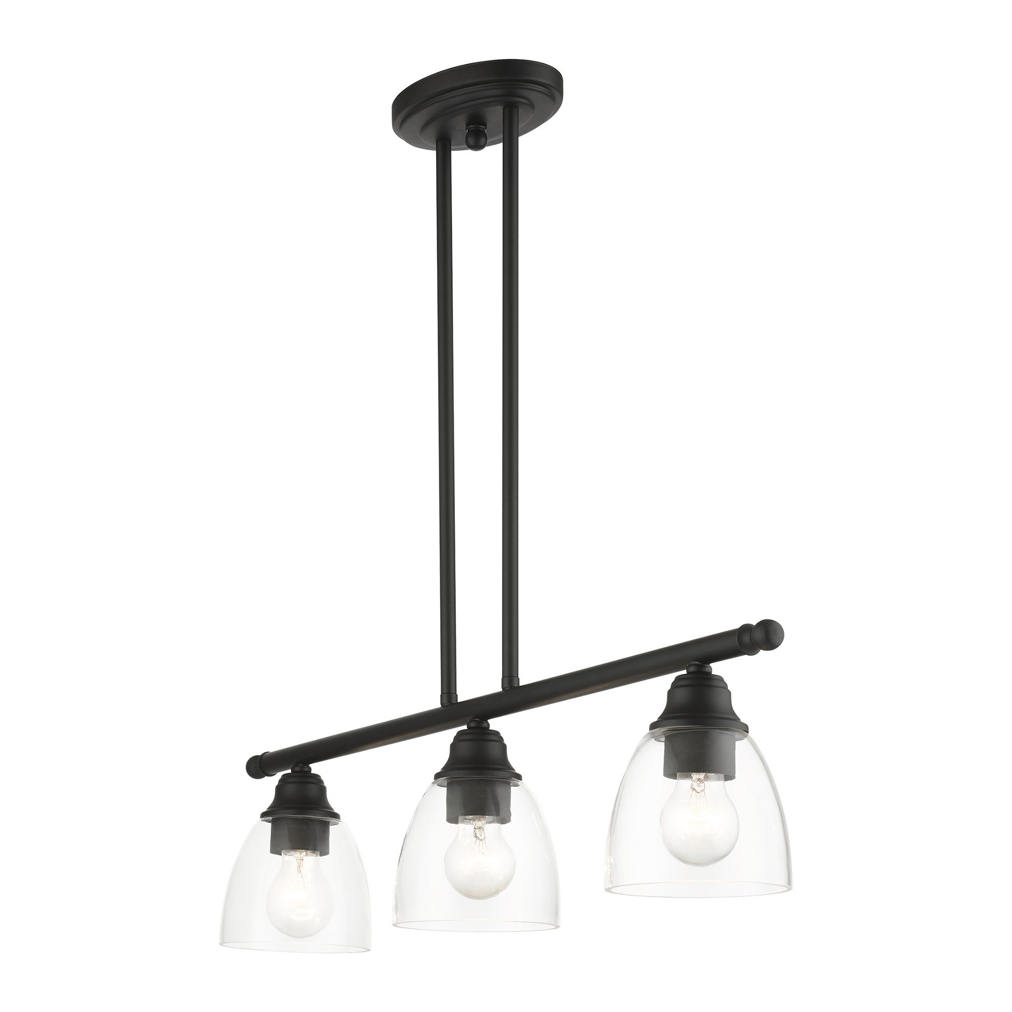Montgomery 30" Wide Black 3-Light Linear Pendant in scene