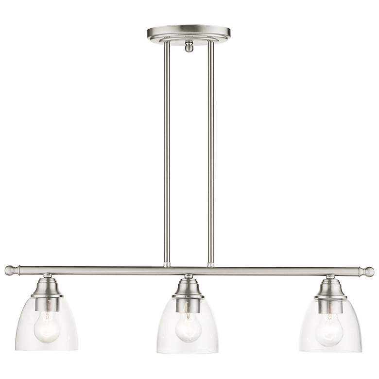 Image 2 Montgomery 30" Wide Brushed Nickel 3-Light Linear Pendant