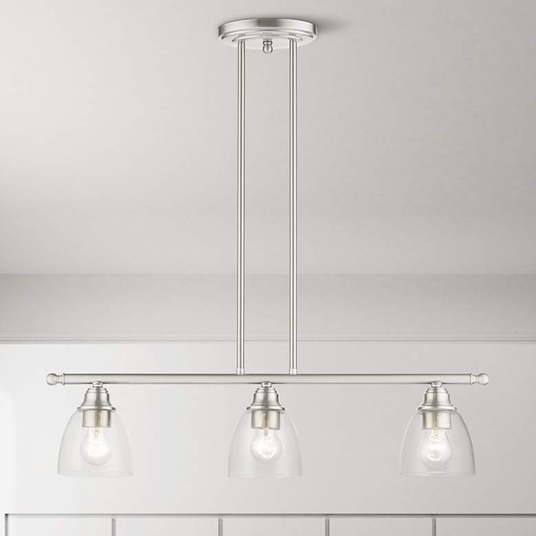 Image 1 Montgomery 30" Wide Brushed Nickel 3-Light Linear Pendant