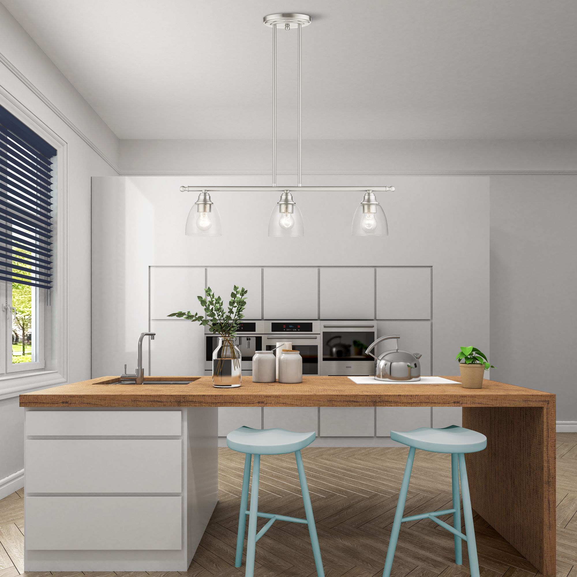 Montgomery 30" Wide Brushed Nickel 3-Light Linear Pendant