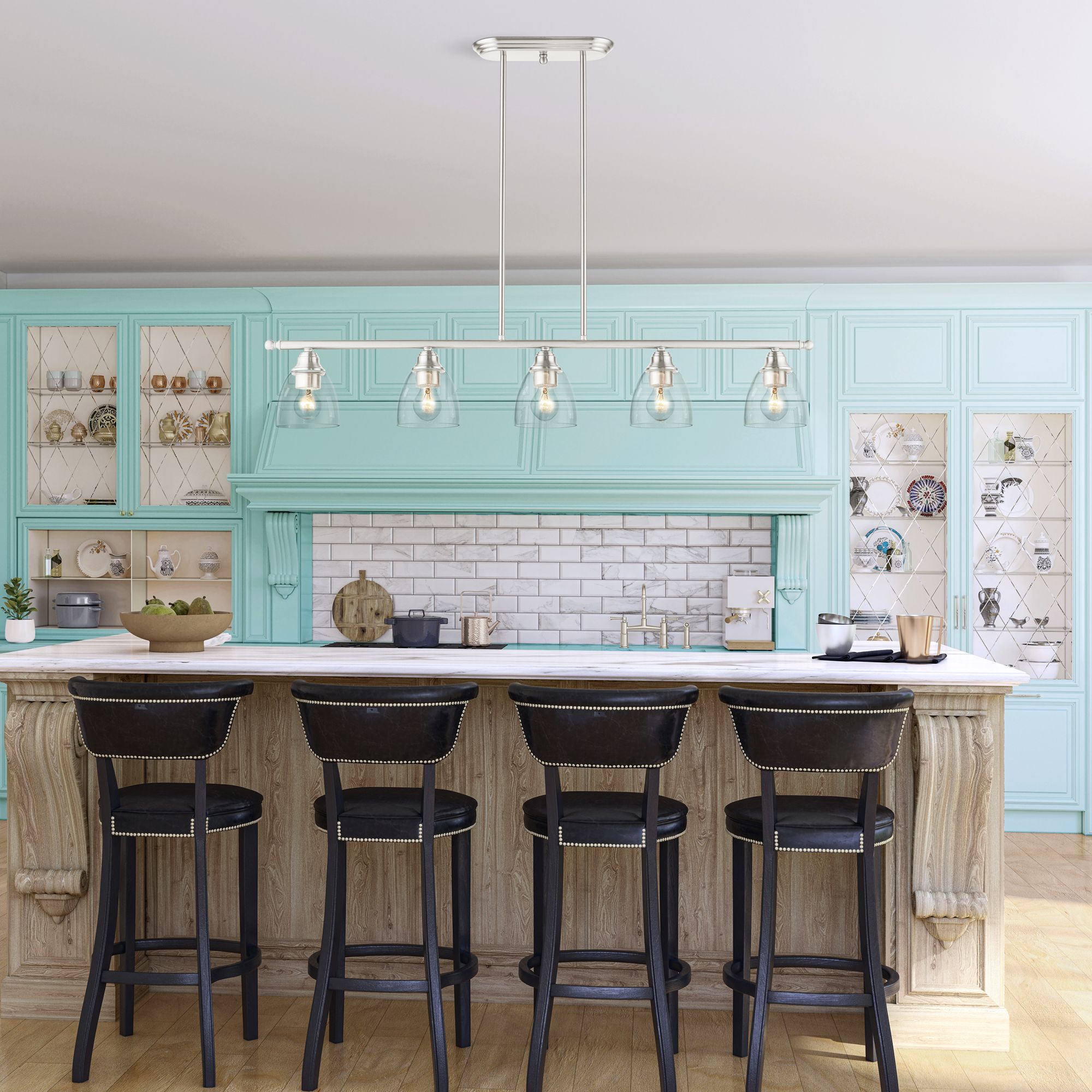 Montgomery 42" Wide Brushed Nickel 5-Light Island Chandelier in scene