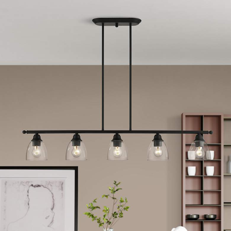 Image 1 Montgomery 45" Wide Black 5-Light Linear Chandelier