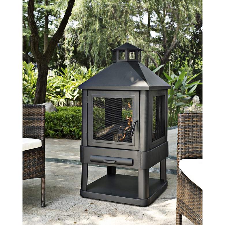 Image 1 Monticello 360-Degree 45 1/2 inch High Black Steel Firepit