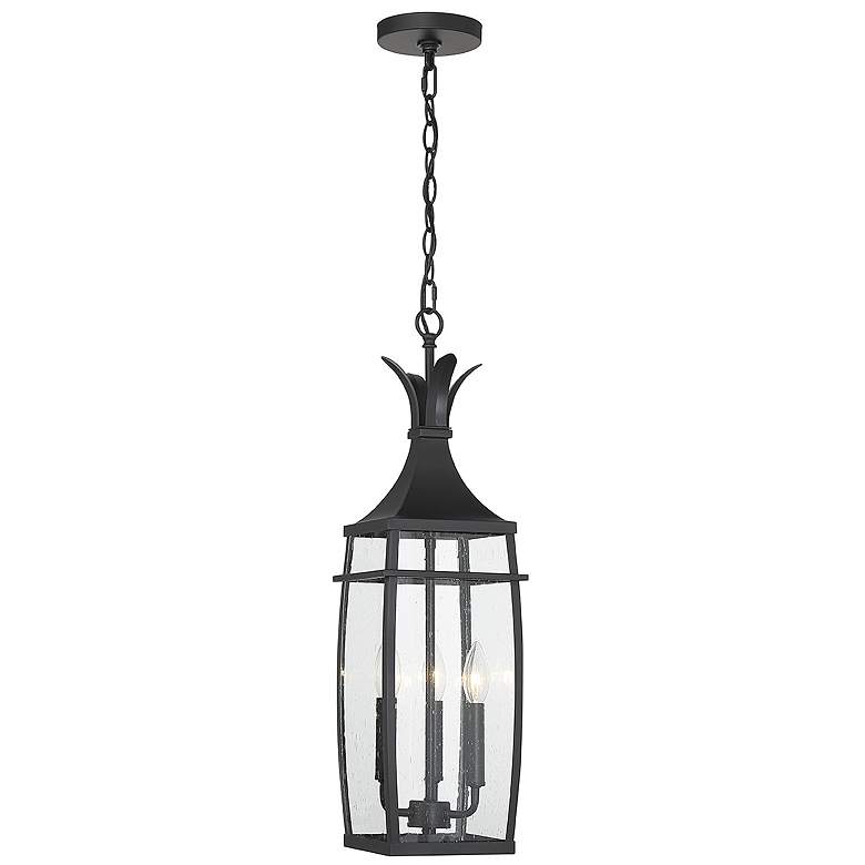 Image 1 Montpelier 25"H Matte Black 3-Light Outdoor Hanging Light