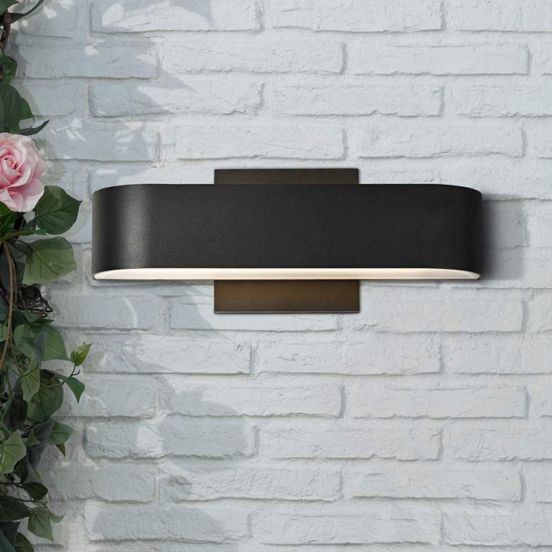 Image 1 Montreal 3 1/2 inch High Black 2-LED Outdoor Wall Light