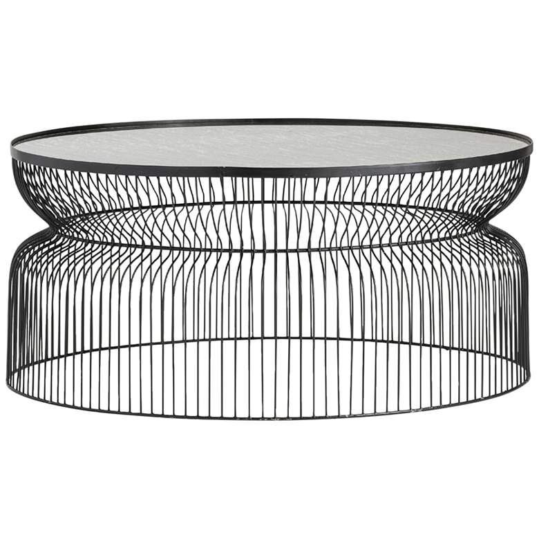 Image 1 Montreal 40 inch Wide Round Marble and Metal Wire Cocktail Table