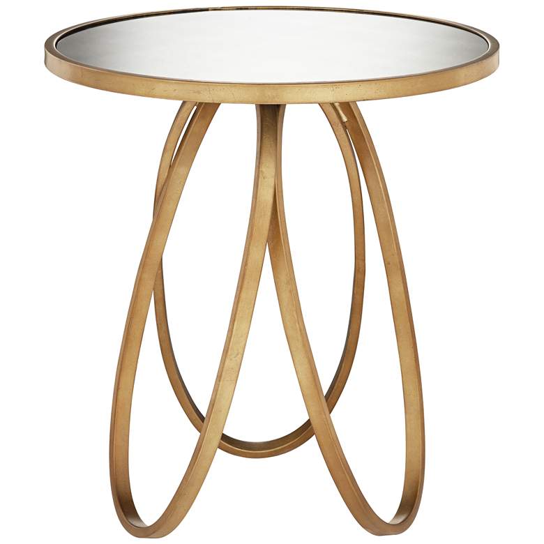 Image 3 Montrez 24 inch Wide Glazed Gold Leaf Mirror Accent Table