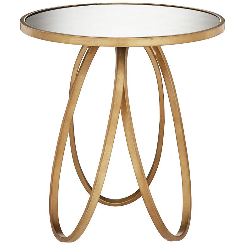 Image 3 Montrez 24" Wide Glazed Gold Leaf Mirror Accent Table