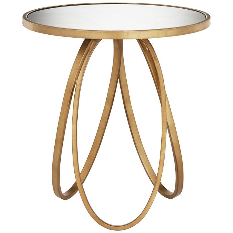 Image 6 Montrez 24" Wide Glazed Gold Leaf Mirror Accent Table more views