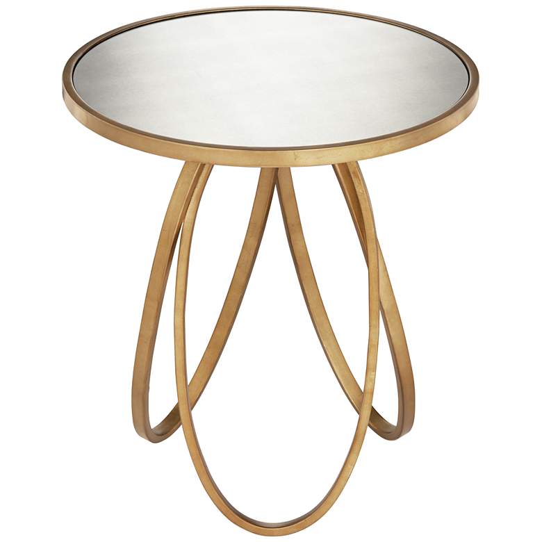 Image 7 Montrez 24" Wide Glazed Gold Leaf Mirror Accent Table more views