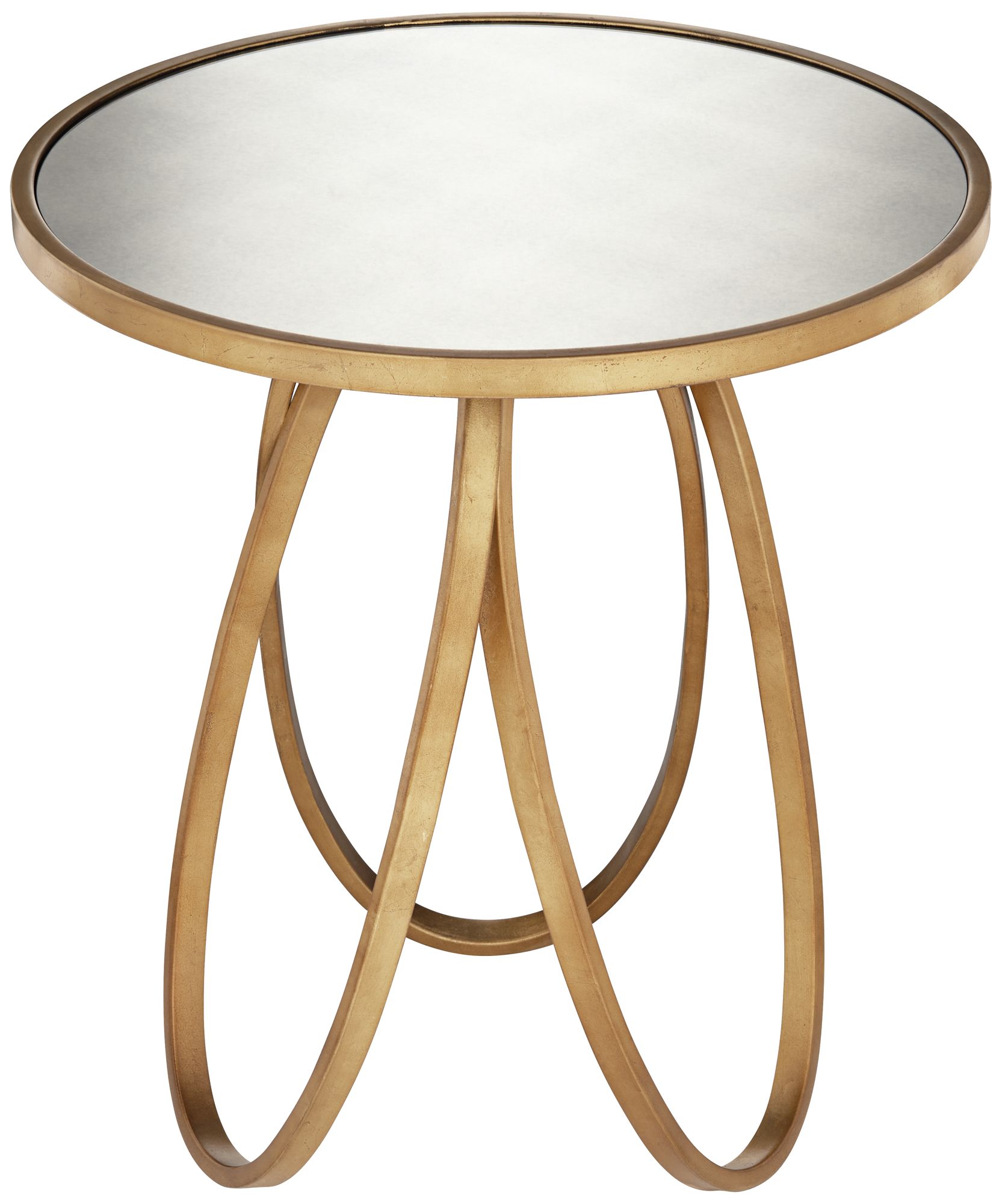 Montrez 24" Wide Glazed Gold Leaf Mirror Accent Table in scene
