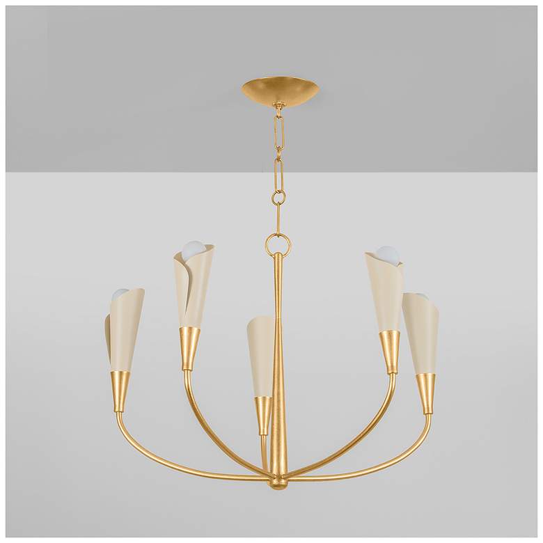 Image 3 Montrose 30" Wide Vintage Gold Leaf 5-Light Chandelier more views
