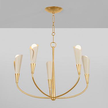 Montrose 30" Wide Vintage Gold Leaf 5-Light Chandelier
