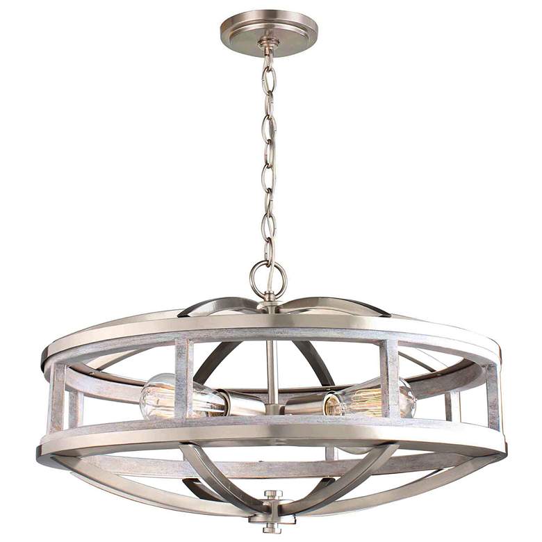Image 1 Montrose - 4-Light Chandelier - Acacia Wood and Brushed Nickel
