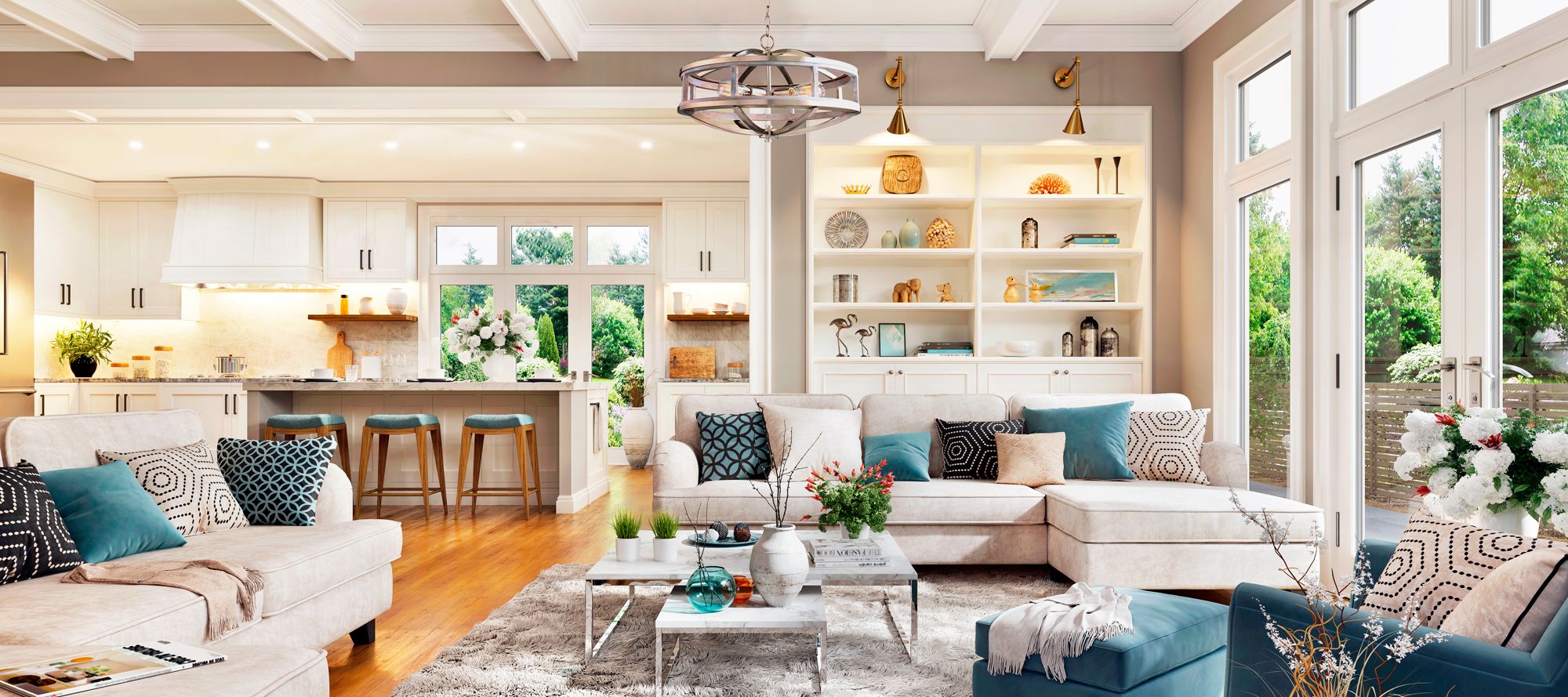 Image 5 Montrose - 4-Light Chandelier - Acacia Wood and Brushed Nickel more views