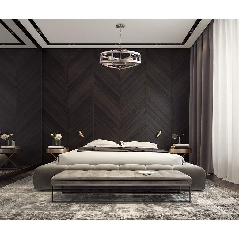 Image 7 Montrose - 4-Light Chandelier - Acacia Wood and Brushed Nickel more views