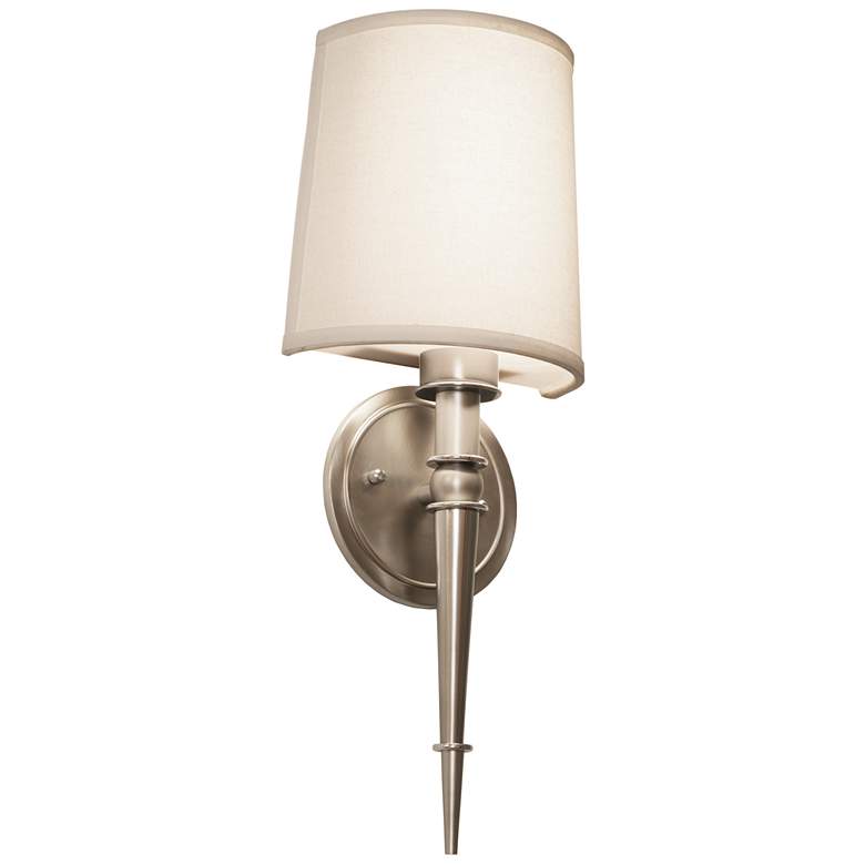 Image 1 Montrose 7.5-in LED Sconce - Satin Nickel Finish - Cream Linen