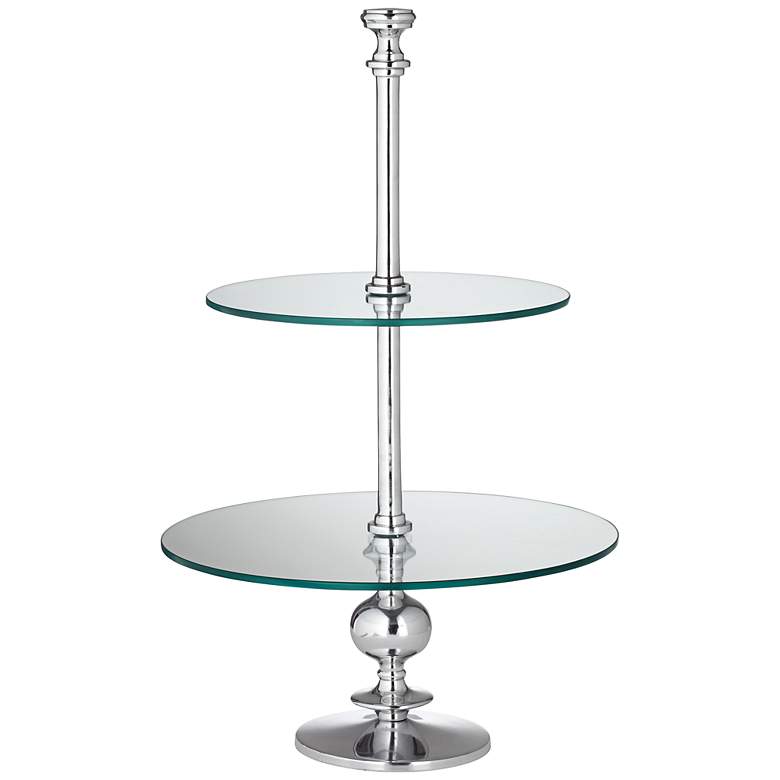 Image 1 Montrose Two-Tier Round Chrome - Glass Cake Stand
