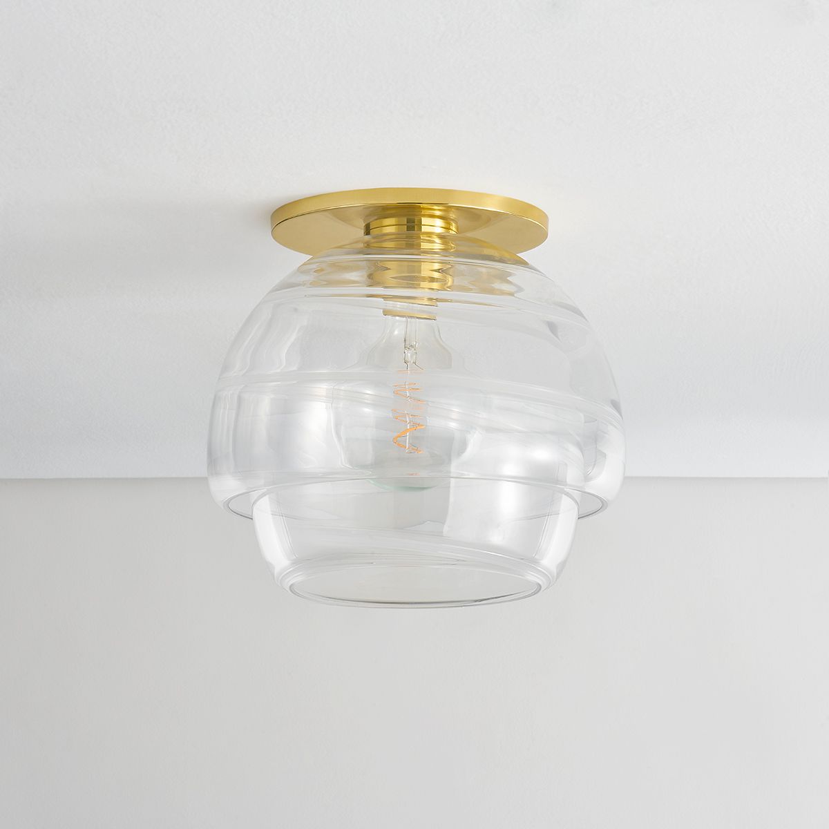 Image 4 Montvale 13" Wide Aged Brass Double-Shade Ceiling Light more views