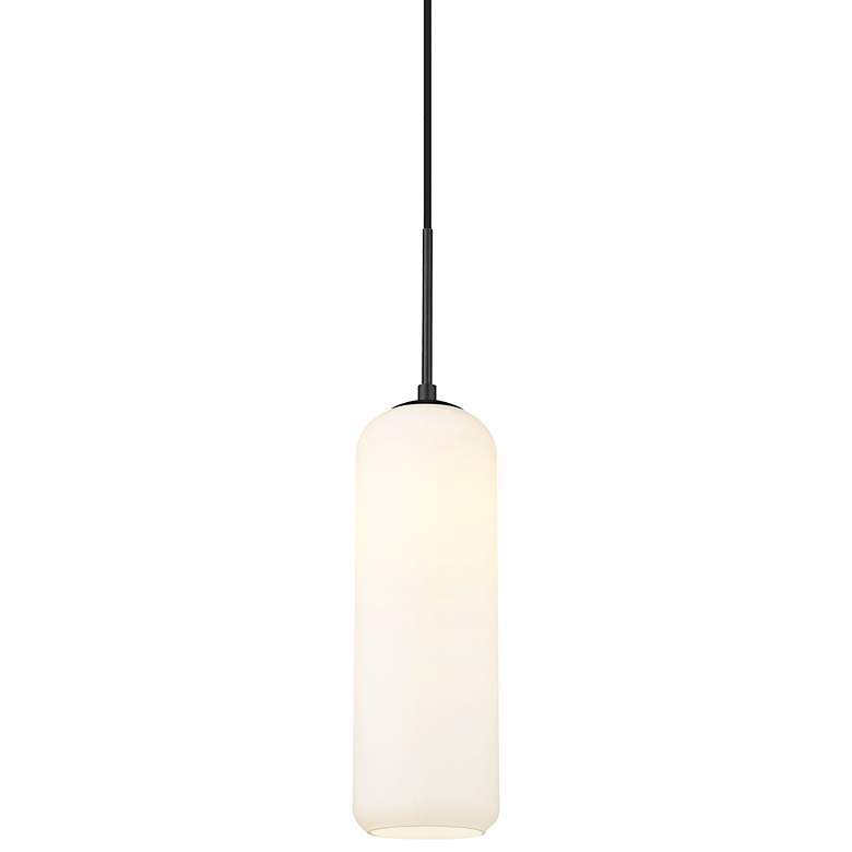 Image 1 Monty 5 1/4" Wide Matte Black Mini Pendant with Opal Glass