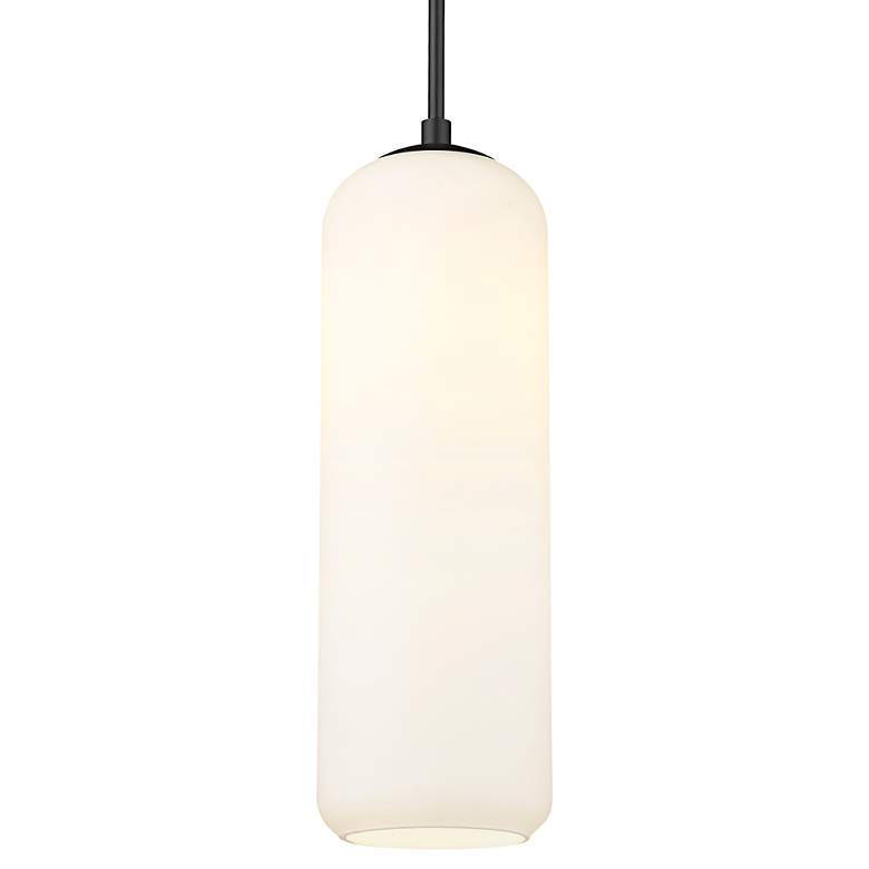 Image 2 Monty 5 1/4" Wide Matte Black Mini Pendant with Opal Glass more views