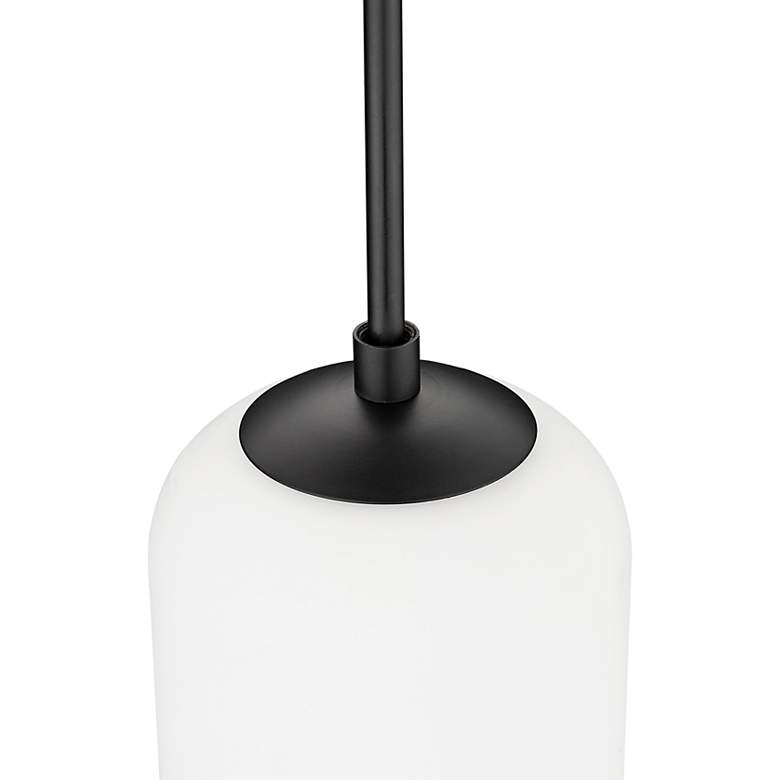 Image 3 Monty 5 1/4" Wide Matte Black Mini Pendant with Opal Glass more views