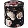 Moody Black Fresh Floral Velvet Pouf Ottoman