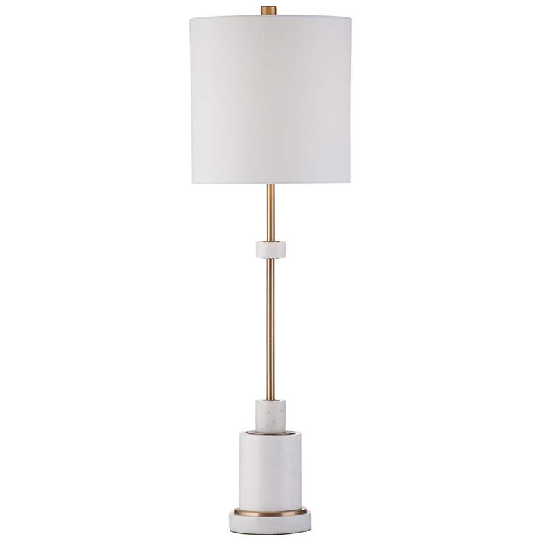 Image 2 Mooi Antique Brass and White Marble Table Lamp