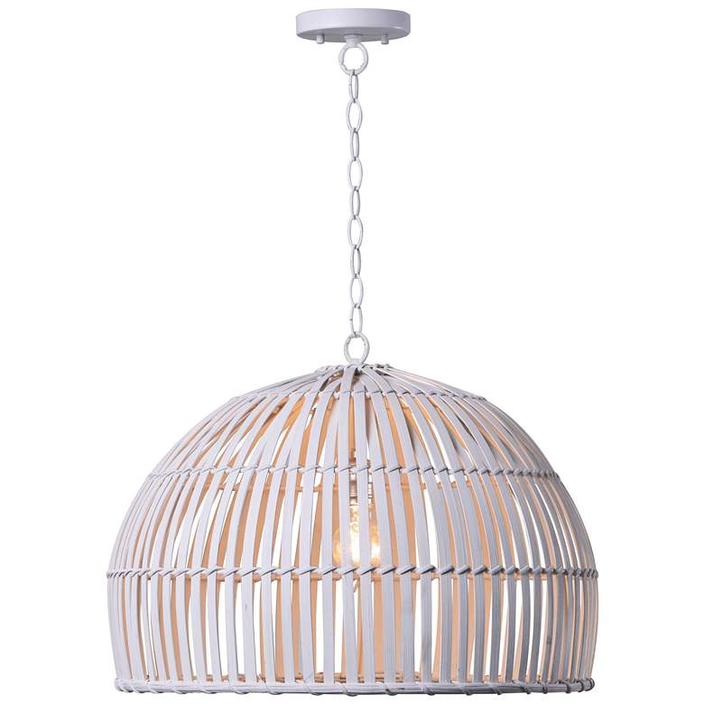 Image 1 Moon 20" Wide White Rattan Pendant