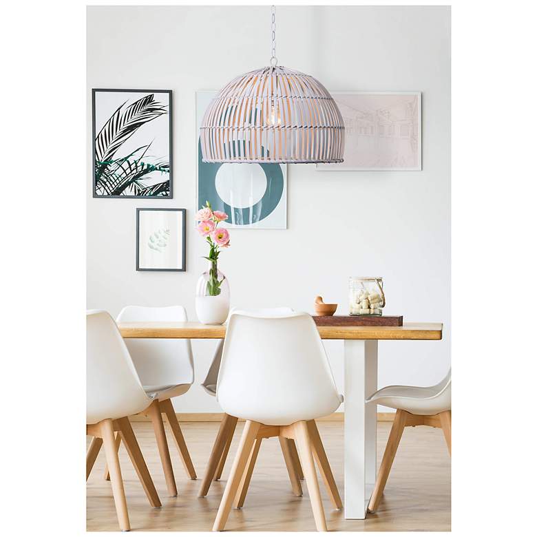 Image 2 Moon 20" Wide White Rattan Pendant more views