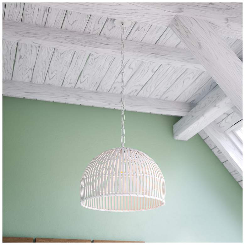 Image 4 Moon 20" Wide White Rattan Pendant more views