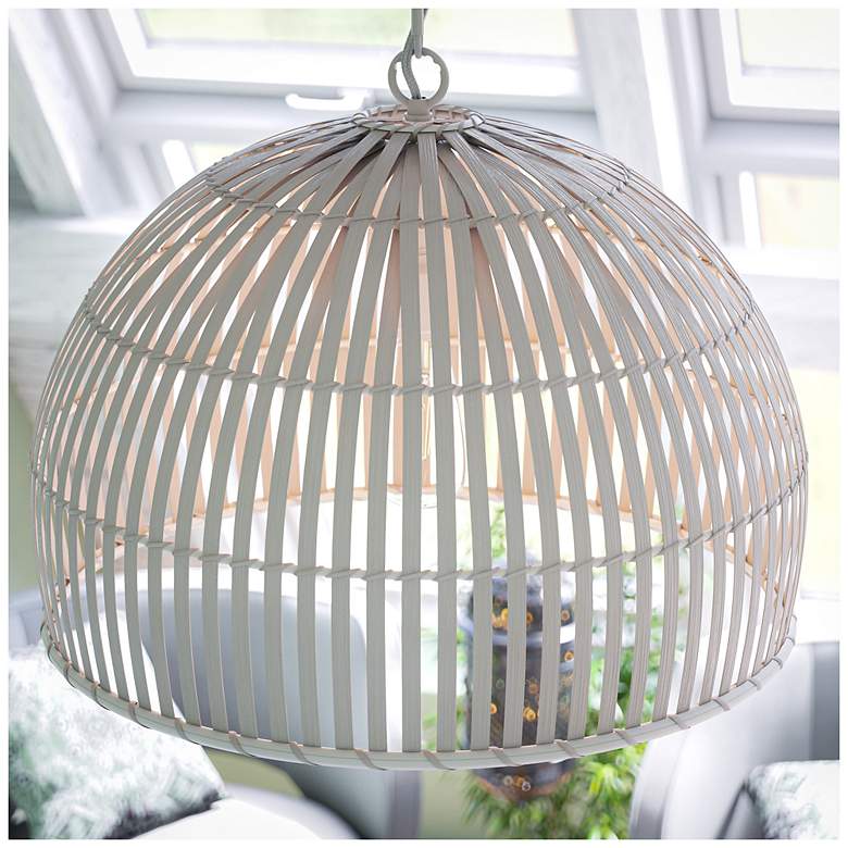 Image 6 Moon 20" Wide White Rattan Pendant more views