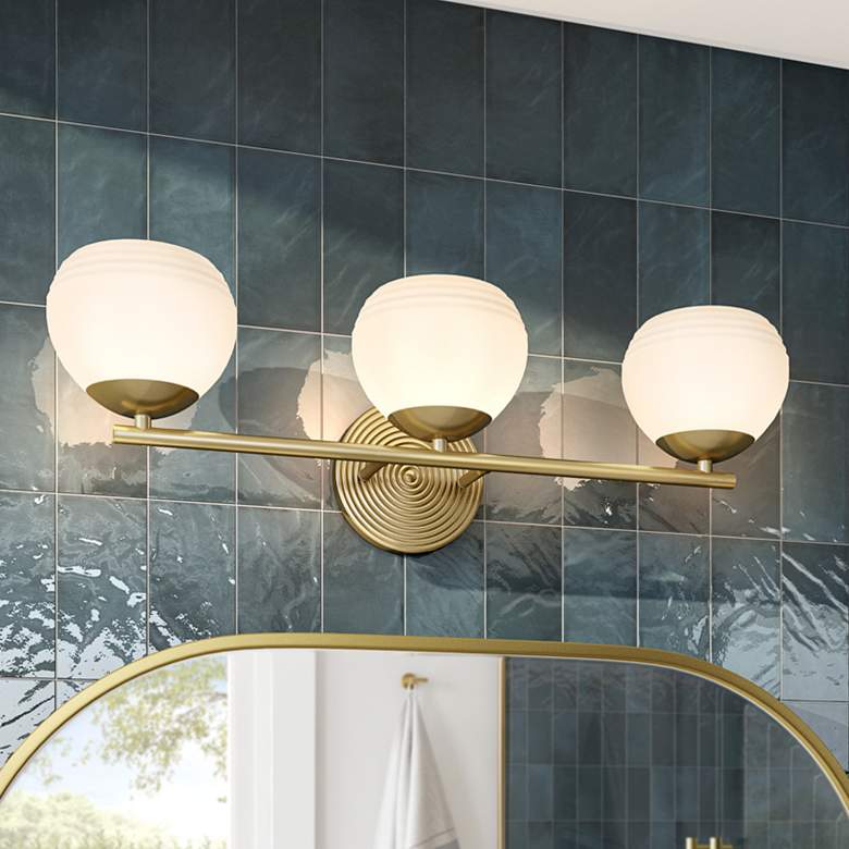 Image 1 Moon Breeze 24 3/4 inchW Brushed Gold 3-Light Vanity Bath Light