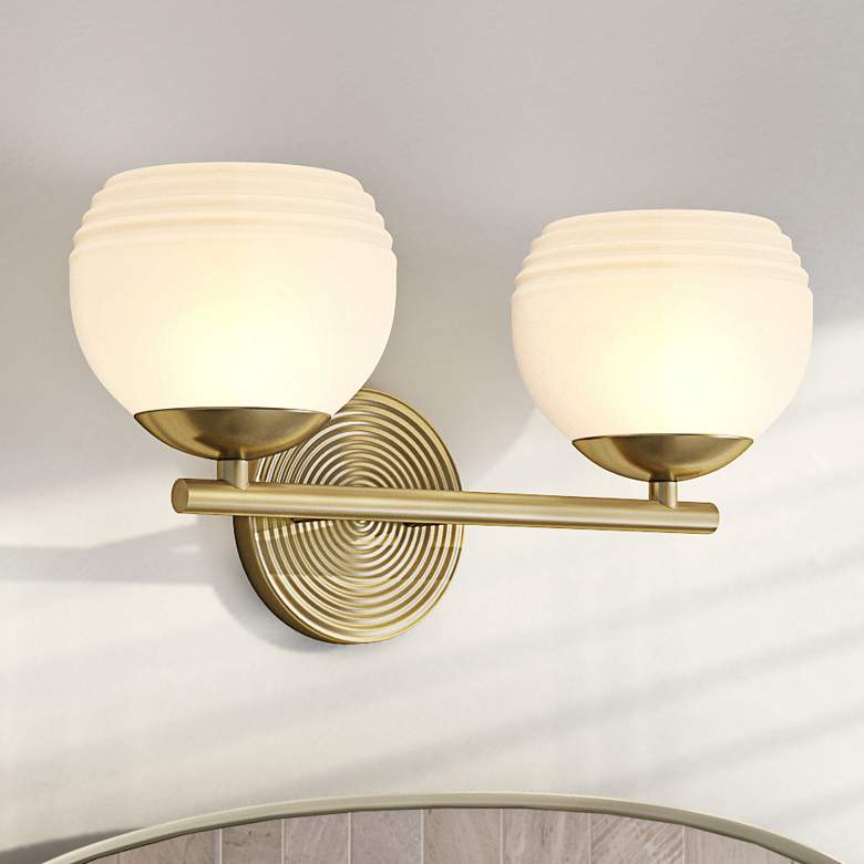 Image 1 Moon Breeze 8 1/4" High Brushed Gold 2-Light Wall Sconce