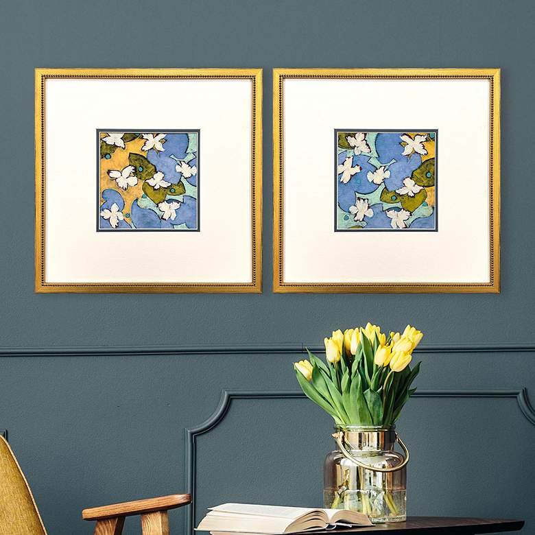 Image 1 Moon Flower 17"W x 17"H Framed Art - Set of 2