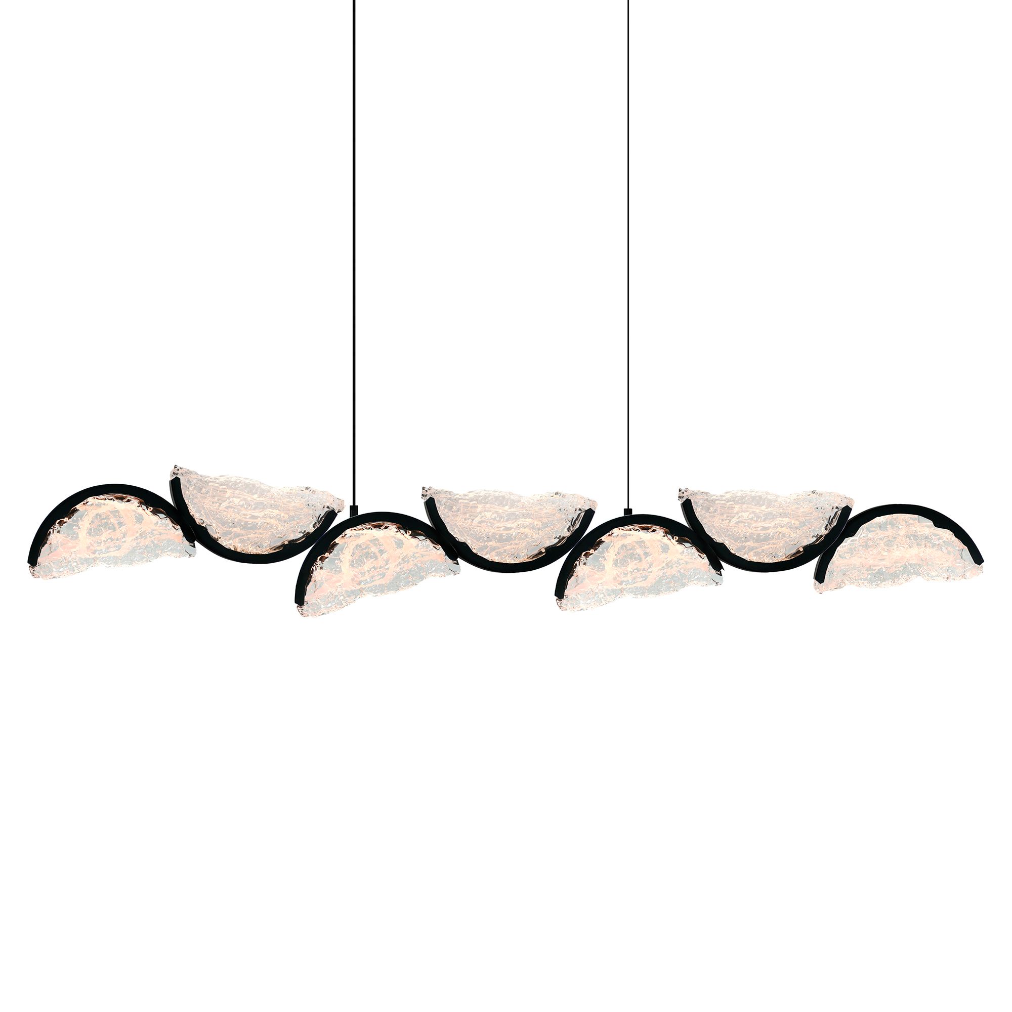 Image 2 Moon Integrated LED 54in Black Chandelier with Handcrafted Glass more views
