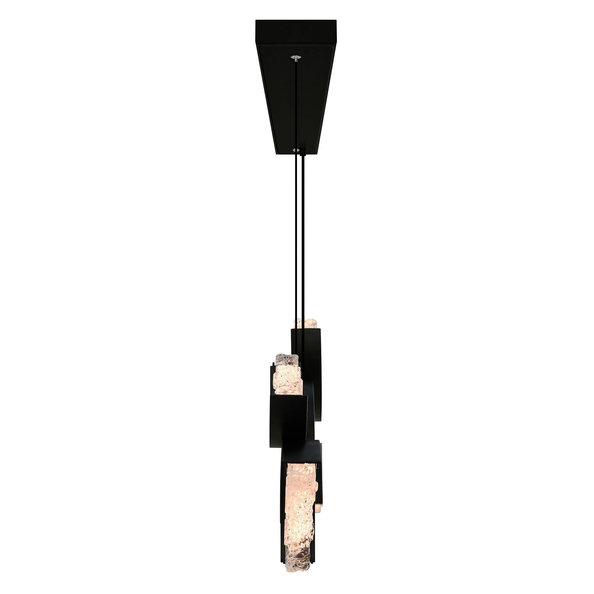 Image 3 Moon Integrated LED 54in Black Chandelier with Handcrafted Glass more views
