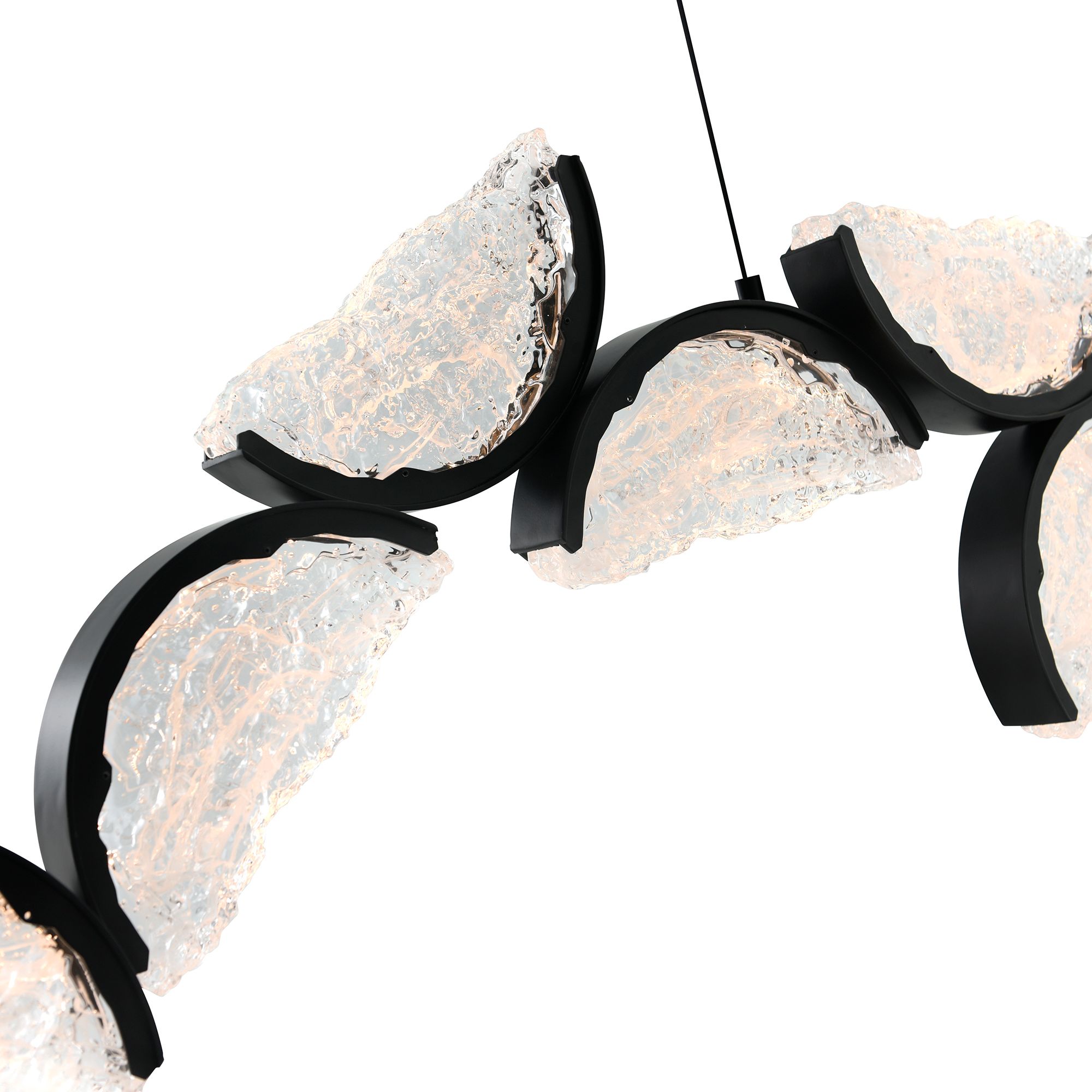 Image 5 Moon Integrated LED 54in Black Chandelier with Handcrafted Glass more views